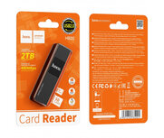 HOCO USB Card Reader HB20 Mindful, 2in1, 480 Mb/S, Black 