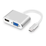 Type C to HDMI +VGA Adapter USB 3.1 Type C (USB C) to VGA HDMI USB Hub 