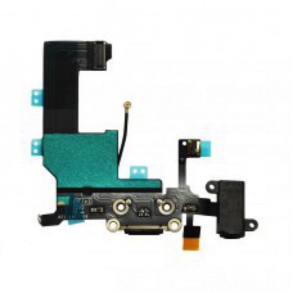 For iPhone 5-Charger Connector Flex + Audio Connector- Black