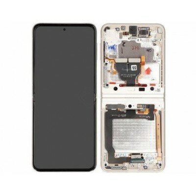 Samsung Galaxy Z Flip 4 5G SM-F721B-Inner Display Complete + Frame- White/ Silver