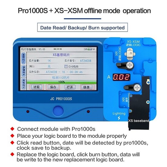 JC BLE-X Logic baseband EEPROM chip non-Removal module For iPhone XR/XS/XS Max