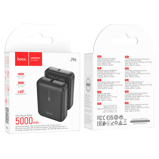 Hoco J96 Strider- Powerbank 5000 mAh- Black