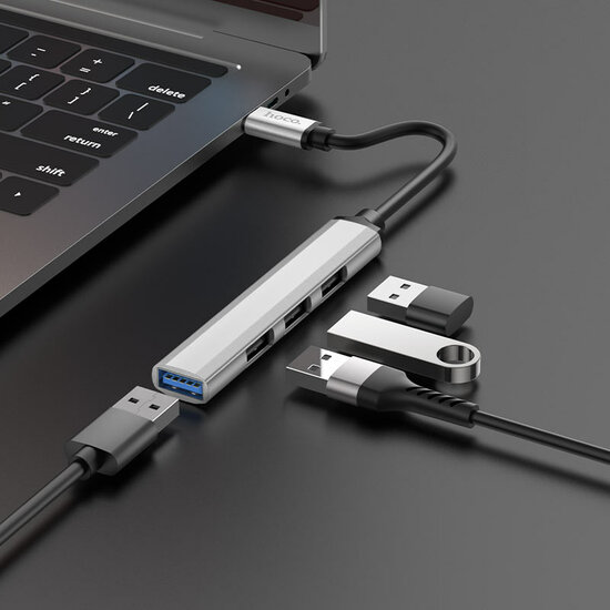 HOCO HB26 4 in 1 Converter Type-C Male naar USB3.0+USB2.0