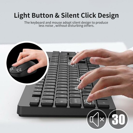FD- iK7300 Wireless Desktop Keyboard and Mouse Black